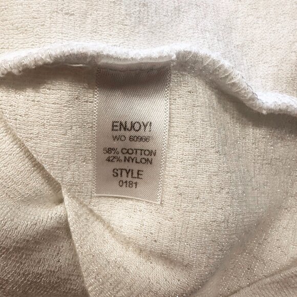 Michael Stars V-Neck Top Womens Size OS White Shimmer 3/4 Sleeves - Picture 5 of 5